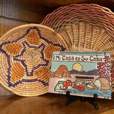 Decorative baskets woven by Pima Indians