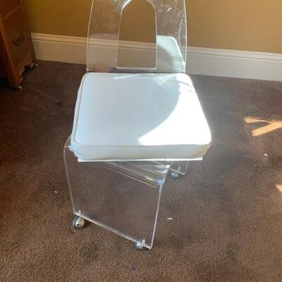 Lucite/acrylic swivel vanity chair