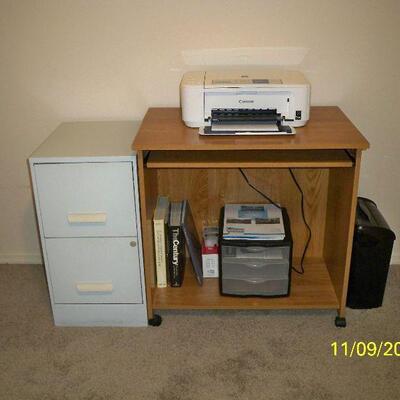 2 Drawer Metal File Cabinet ;  Printer Stand ;  Printer.