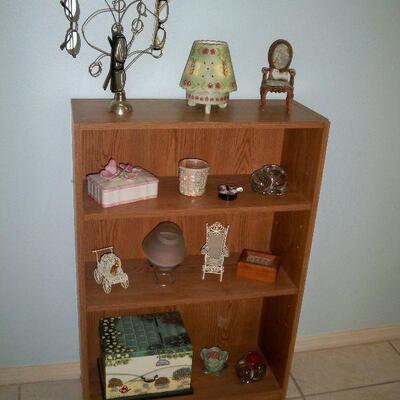 3 Shelf Brown Bookcase ; Decor items