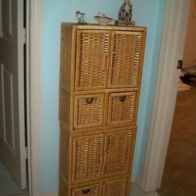 2 - Stackable wicker cabinets