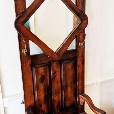 Vintage Pine hall tree with mirror