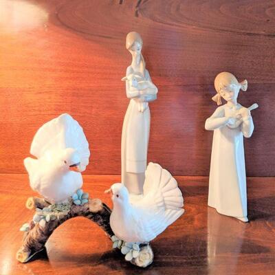 Lladro Girl with lamb and Girl playing guitar (Retired pieces)
