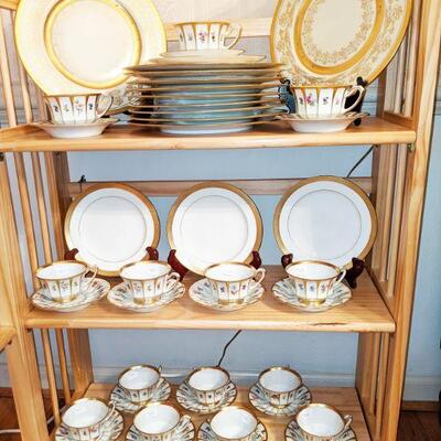 24k gold rimmed china - 1850's and set of English cups and saucers