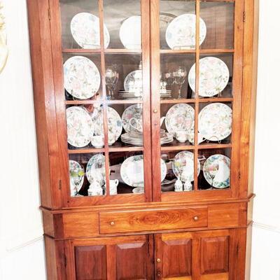 GORGEOUS Antique corner cabinet with original locks and hardware - circa 1840