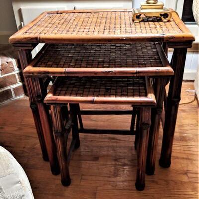 Set of Three bamboo nesting tables