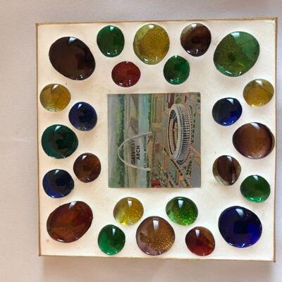 Vintage Ceramic Tray with Colored Stone Accents