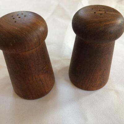 Vintage Mushroom Shaped Teak Salt and Pepper Shakers
