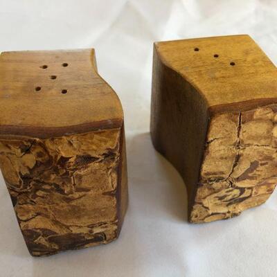 Vintage Live Edge Wood Salt and Pepper Shakers