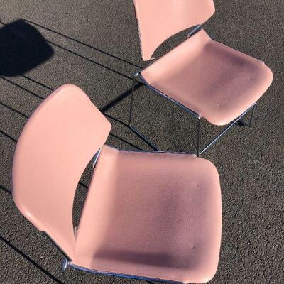 Pair of Light Pink Mid Century Krueger Chrome Chairs