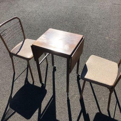 Vintage Expandable Wheeled Table and Two Cosco Folding Chairs
