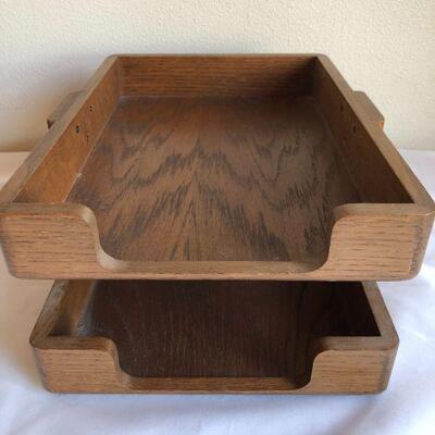 Vintage Two Tier Wood Letter Tray by Duk-It