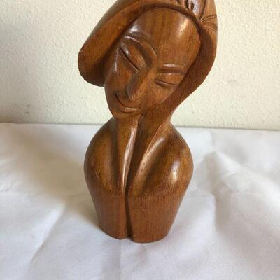 Vintage Wood Carving of Woman