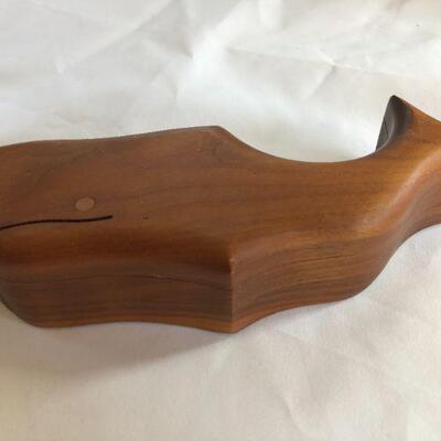 Vintage Wood Whale-Shaped Trinket Box