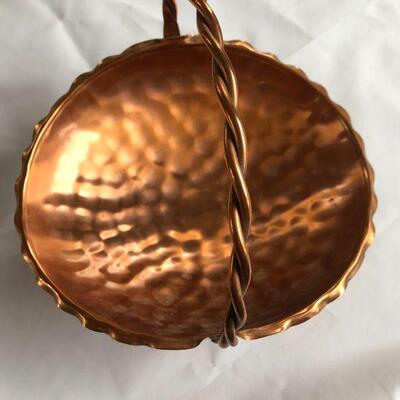 Vintage Gregorian Copper Bowl with Braided Handle