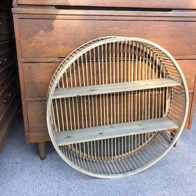 Vintage Circular Wall Hanger with Two Shelves