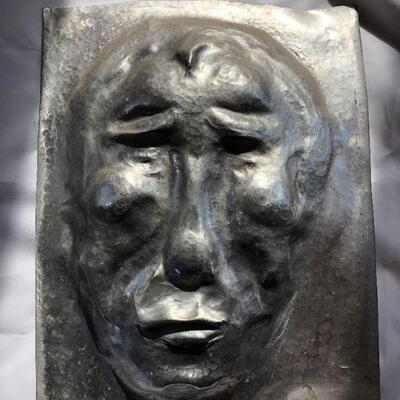 Vintage Aluminum Hand Hammered Mask by Kris Perry