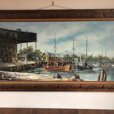 XL Mid Century Original Oil Painting by Brian Roche