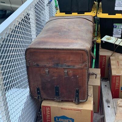 Antique leather trunk