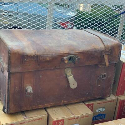 Antique leather trunk