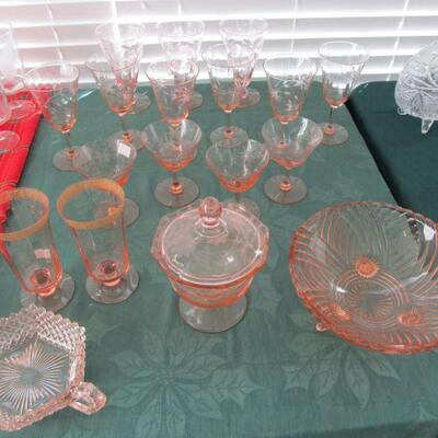 Pink Depression glass collection
