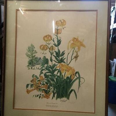 https://www.ebay.com/itm/124432185892	LAR0023 Maryrose Wampler Plate Print of Lilies and Trumpet Vine, 23/5000 Framed		 OBO 	 $20.00 
