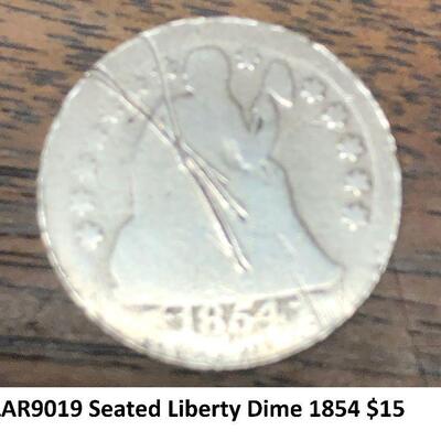 LAR9019 Seated Liberty Dime 1854 $15