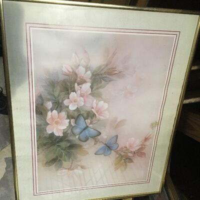 https://www.ebay.com/itm/124432185895	LAR0040 Blue Butterflies and Pink Flowers Framed Print Pickup Only ( 20.5