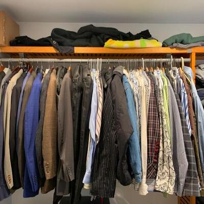 2077	

Coats, Dress Shirts, Jackets, T Shirts, Hats, And Pants
Shirts Are Size: 16.5 34/35 Pants Are 36 x 34 T Shirts Are Large Brands...