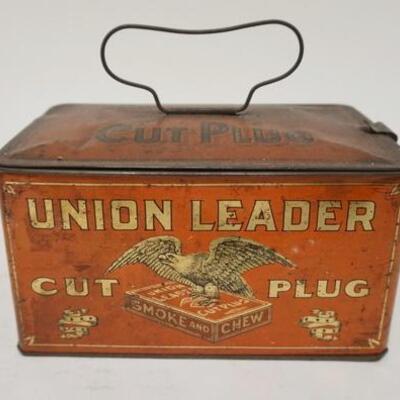 1016	UNION CUT PLUG TOBACCO TIN, 7 7/8 IN X 5 3/8 IN X 4 3/8 IN HIGH	40	80	10	PLEASE PAY ATTENTION FOR DAILY ADDITIONS TO THIS SALE....