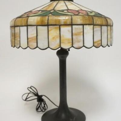 1089	LEADED GLASS TABLE LAMP. 22 IN H SHADE IS 16 IN DIAMETER 	100	200	50	PLEASE PAY ATTENTION FOR DAILY ADDITIONS TO THIS SALE. PARTIAL...