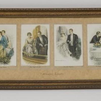 1055	FRAMED POSTCARD SERIES BY LESTER RALPH *ALWAYS LOVERS* SIX  POST CARDS PUBLUSHED BY REINTHAL & NEWMAN. DIMENSONS 27 1/4 X 9 3/4...