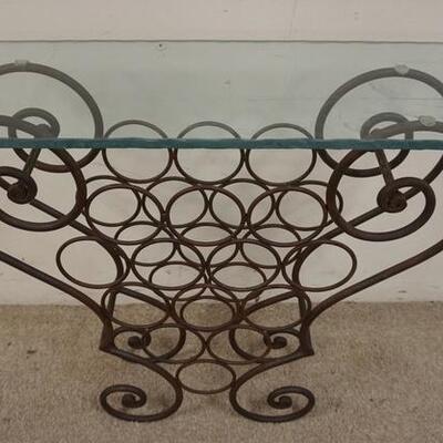 1058	WROUGHT IRON TABLE W/WINE RACK BASE & GLASS TOP, 30 IN WIDE X 10 IN DEEP X 27 IN HIGH	50	100	25	PLEASE PAY ATTENTION FOR DAILY...