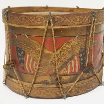 1034	ANTIQUE DRUM W/ AMERICAN EAGLE & FLAG DECORATION, AS FOUND. 12 IN DIAMETER 8 1/2 IN H 	50	100	20	PLEASE PAY ATTENTION FOR DAILY...
