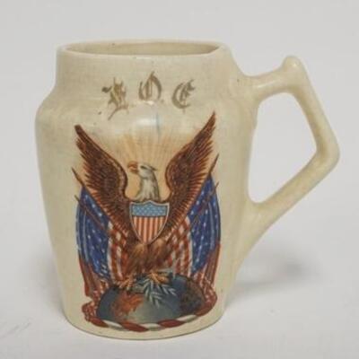 1018	EARLY ROSEVILLE PATRIOTIC MUG 4 7/8 IN H 	50	100	20	PLEASE PAY ATTENTION FOR DAILY ADDITIONS TO THIS SALE. PARTIAL UPLOADS WILL BE...