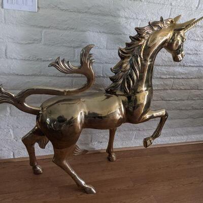 Available for pre-sale $795
Brass mythical unicorn pegasus horse floor statue
Located at home on Ave D
