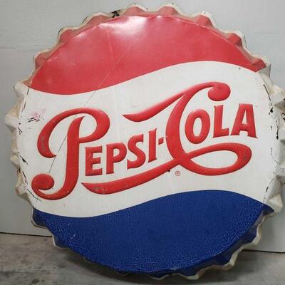 Pepsi-Cola Bottle Cap Sign
Lot # 552 

Guaranteed Old and Authentic
Measures 29