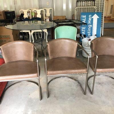 3 brand new leather barrel chairs