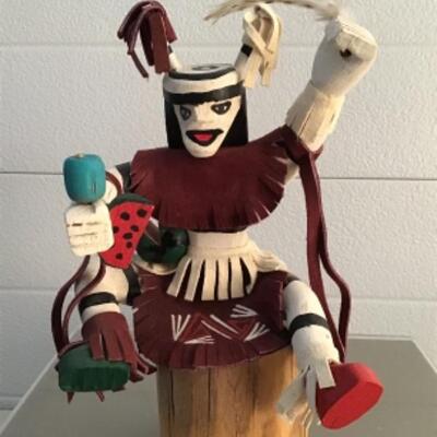 Red clown kachina doll 