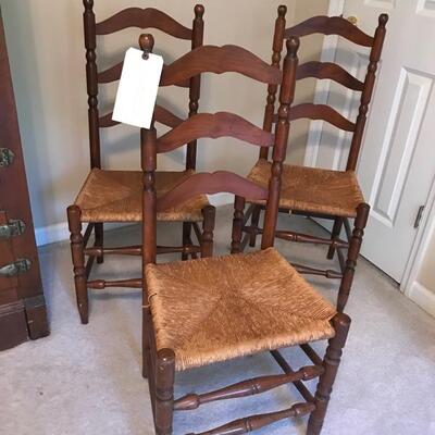 Set of 6 ladder back rattan chairs $245