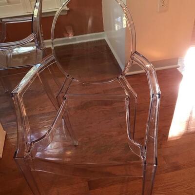 set of 6 plastic ghost chairs $150