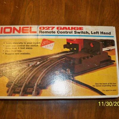 1986 Vintage Lionel 027 Gauge Remote Control Switch, Left Hand