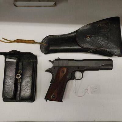 Colt 1911, .45 acp pistol with 2 mags and holster. US Military, 1919 production date.