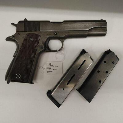 Remington Rand 1911 A1, .45 acp pistol with 3 mags. US Government, 1945 production date.