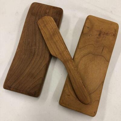 Vintage butter boards and knife by Chasnoff and Azulay of West Virginia