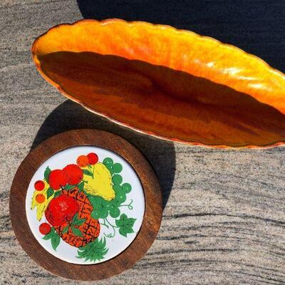 Vintage ceramic tray and trivet