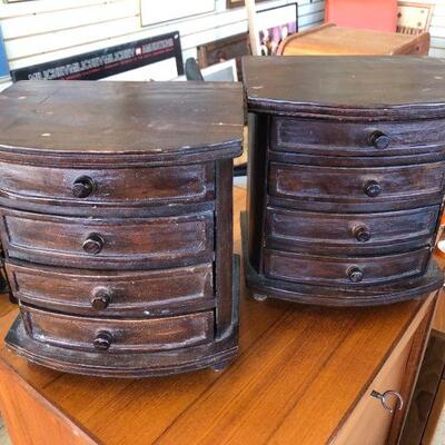 Vintage four drawer wood trinket boxes