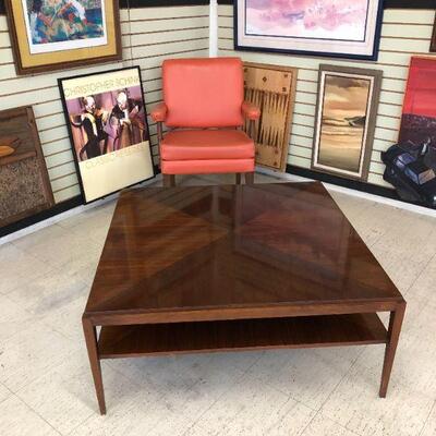 Vintage mahogany parquet coffee table by Baker