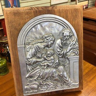 Vintage pewter plaque