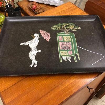 Couroc poodle with parasol